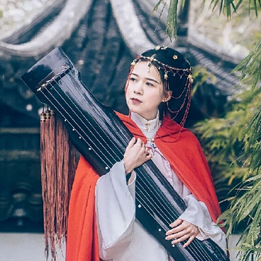 木蘭花開帶琴女生頭像，唯美古風(fēng)真人頭像