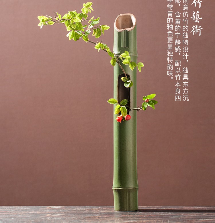 創(chuàng)意仿竹壁掛花器花藝，禪意中式插花