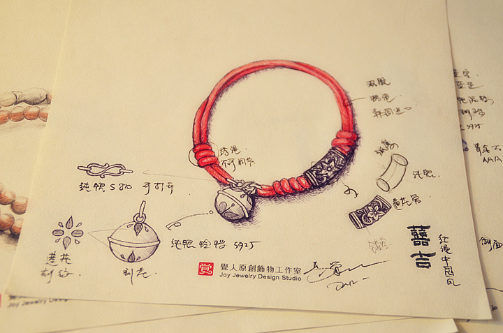 囍吉福連文苑手鏈，本命年紅繩銀蓮花鈴鐺首飾