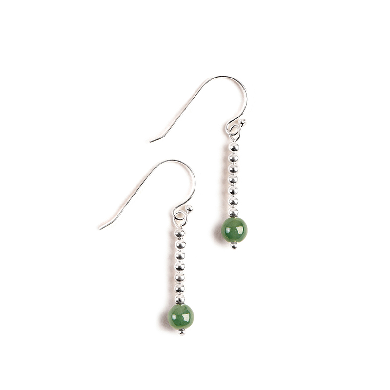 緬甸玉長(zhǎng)款耳飾，天然翡翠銀耳環(huán)首飾