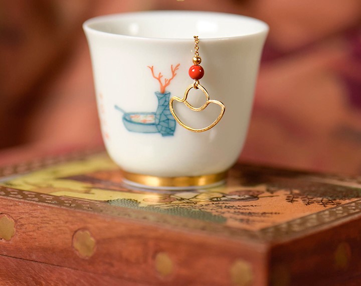 手工元寶耳線耳飾，天然朱砂耳環(huán)首飾