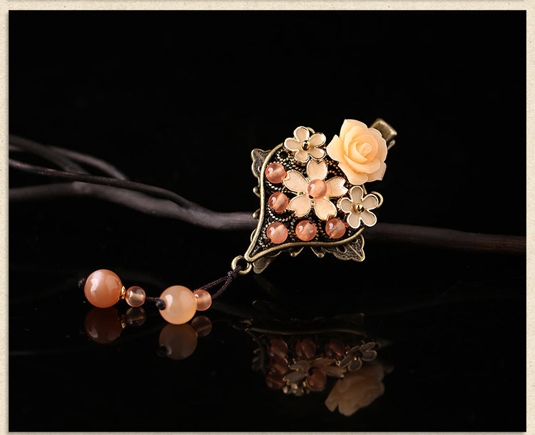古典民族花朵發(fā)夾，復(fù)古風(fēng)淡雅清新頭飾