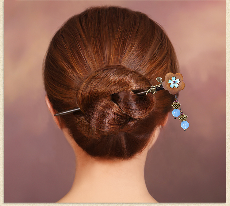 復(fù)古流蘇發(fā)簪步搖，木花民族風(fēng)簪子頭飾