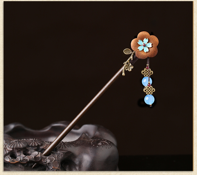 復(fù)古流蘇發(fā)簪步搖，木花民族風(fēng)簪子頭飾