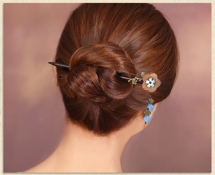 復(fù)古流蘇發(fā)簪步搖，木花民族風(fēng)簪子頭飾