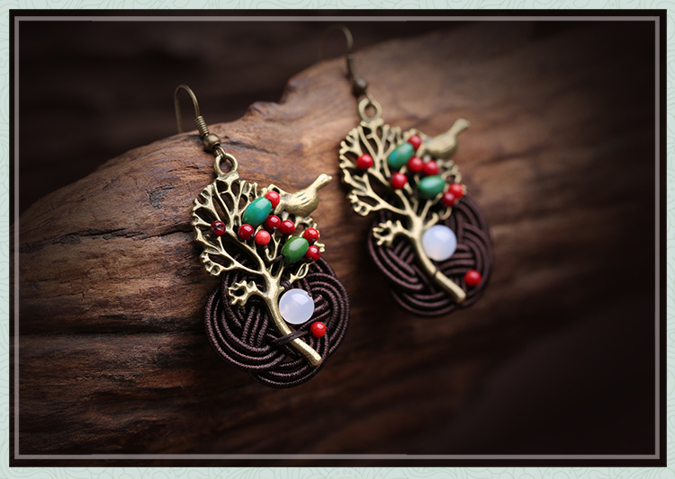 森系古典耳墜耳環(huán)，福連文苑夸張吊墜耳環(huán)