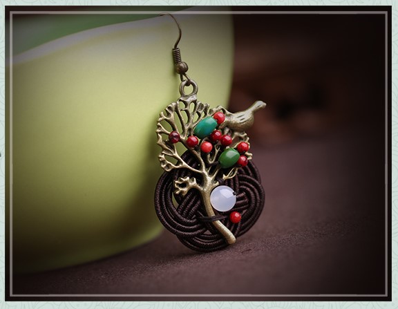 森系古典耳墜耳環(huán)，福連文苑夸張吊墜耳環(huán)