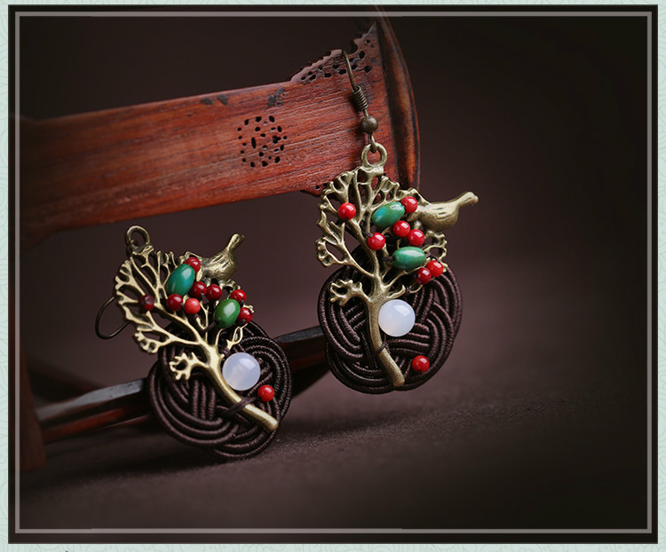 森系古典耳墜耳環(huán)，福連文苑夸張吊墜耳環(huán)