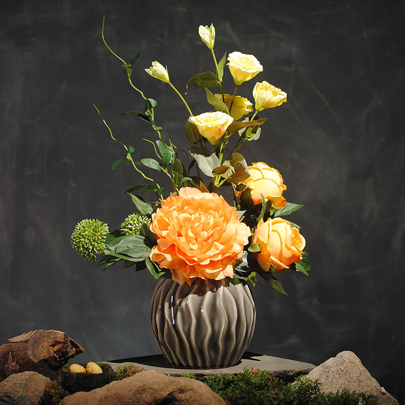 雍容牡丹桔梗插花藝術，富貴牡丹新中式花藝