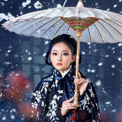 優(yōu)雅賞雪帶傘女生頭像，唯美古風真人頭像