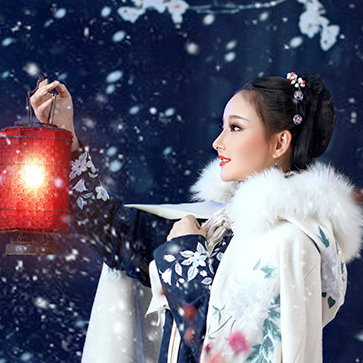 優(yōu)雅賞雪帶傘女生頭像，唯美古風真人頭像