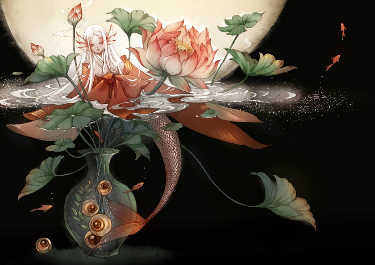 9款古風(fēng)插畫(huà)，半面妝插畫(huà)合集欣賞