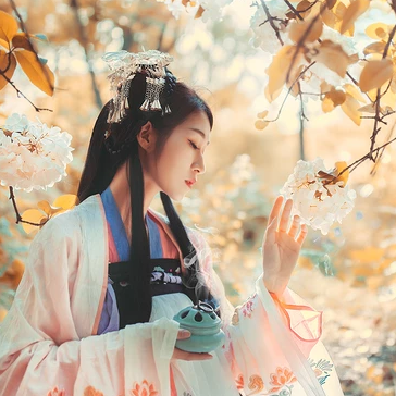 秋意氣質(zhì)帶團(tuán)扇女生頭像，唯美古風(fēng)真人頭像