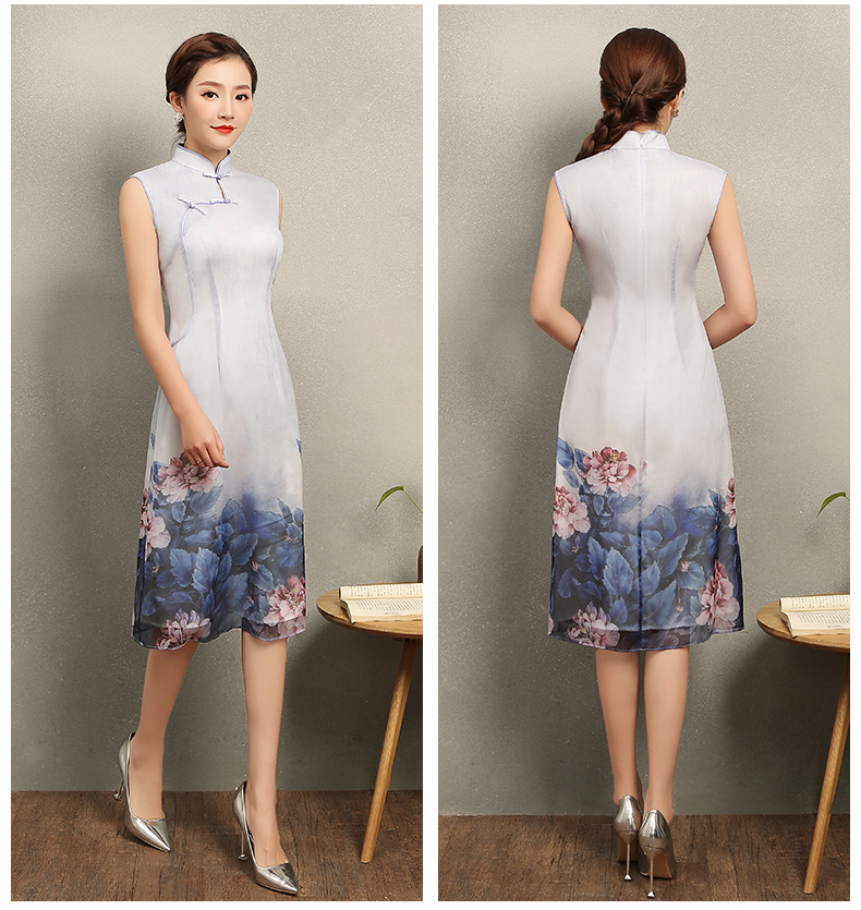 溫婉優(yōu)雅淡紫旗袍，文藝復(fù)古氣息旗袍裙