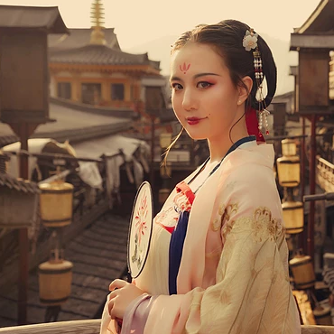 古典淡雅帶團(tuán)扇女生頭像，唯美古風(fēng)真人頭像