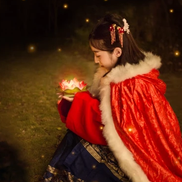 月色下放蓮花女生頭像，唯美古風(fēng)真人頭像