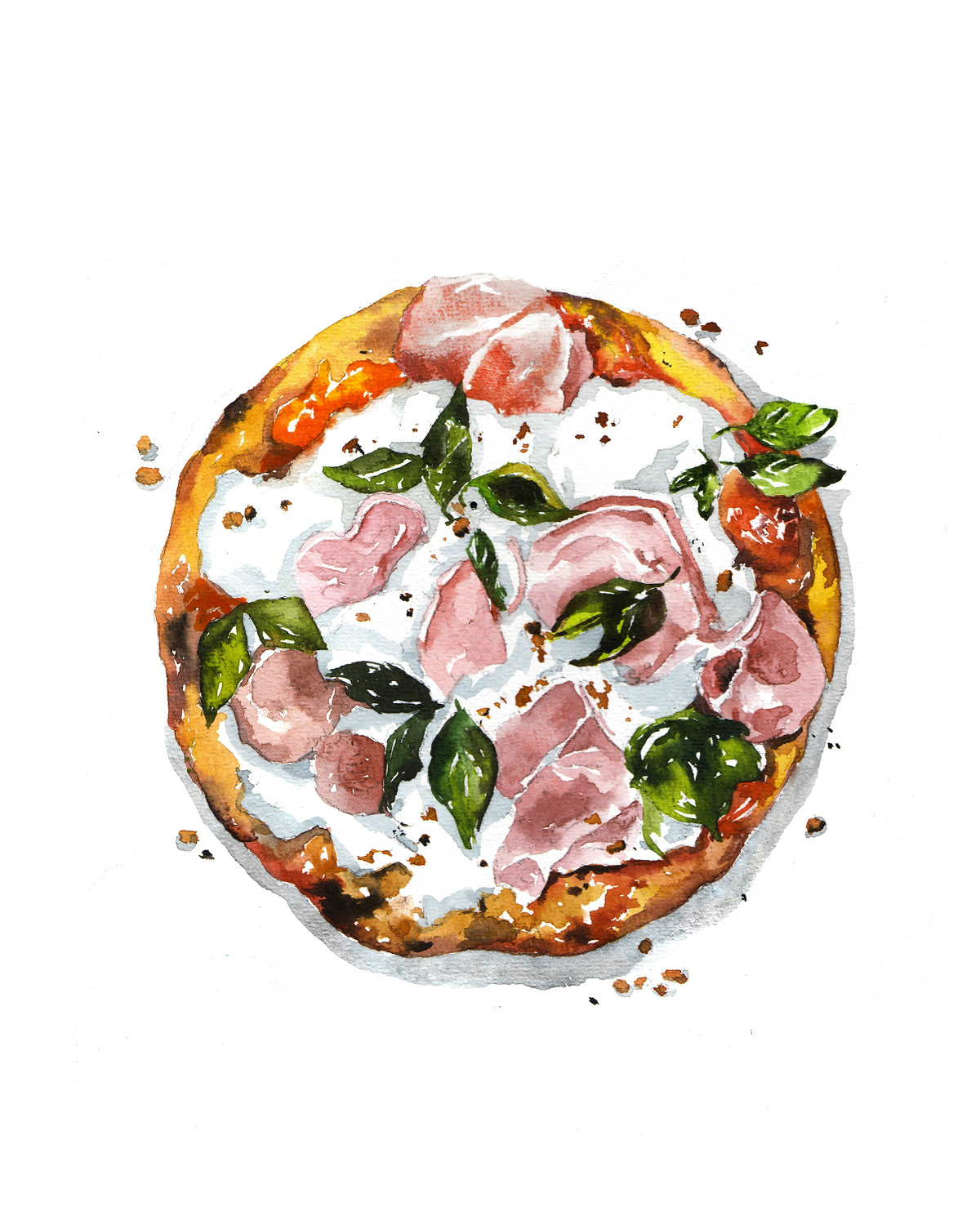 精致逼真的食物水彩插畫(huà)，淡雅手繪插畫(huà)圖片