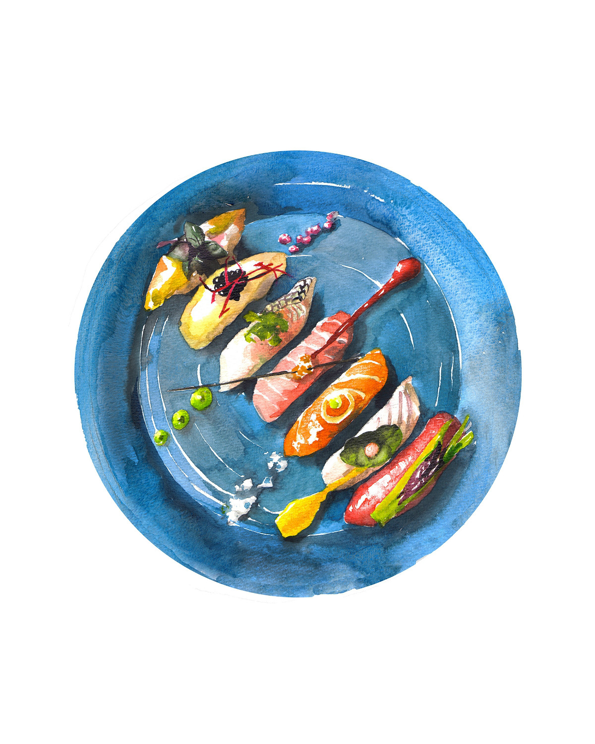 精致逼真的食物水彩插畫(huà)，淡雅手繪插畫(huà)圖片