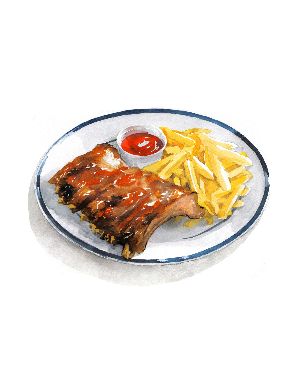 精致逼真的食物水彩插畫(huà)，淡雅手繪插畫(huà)圖片