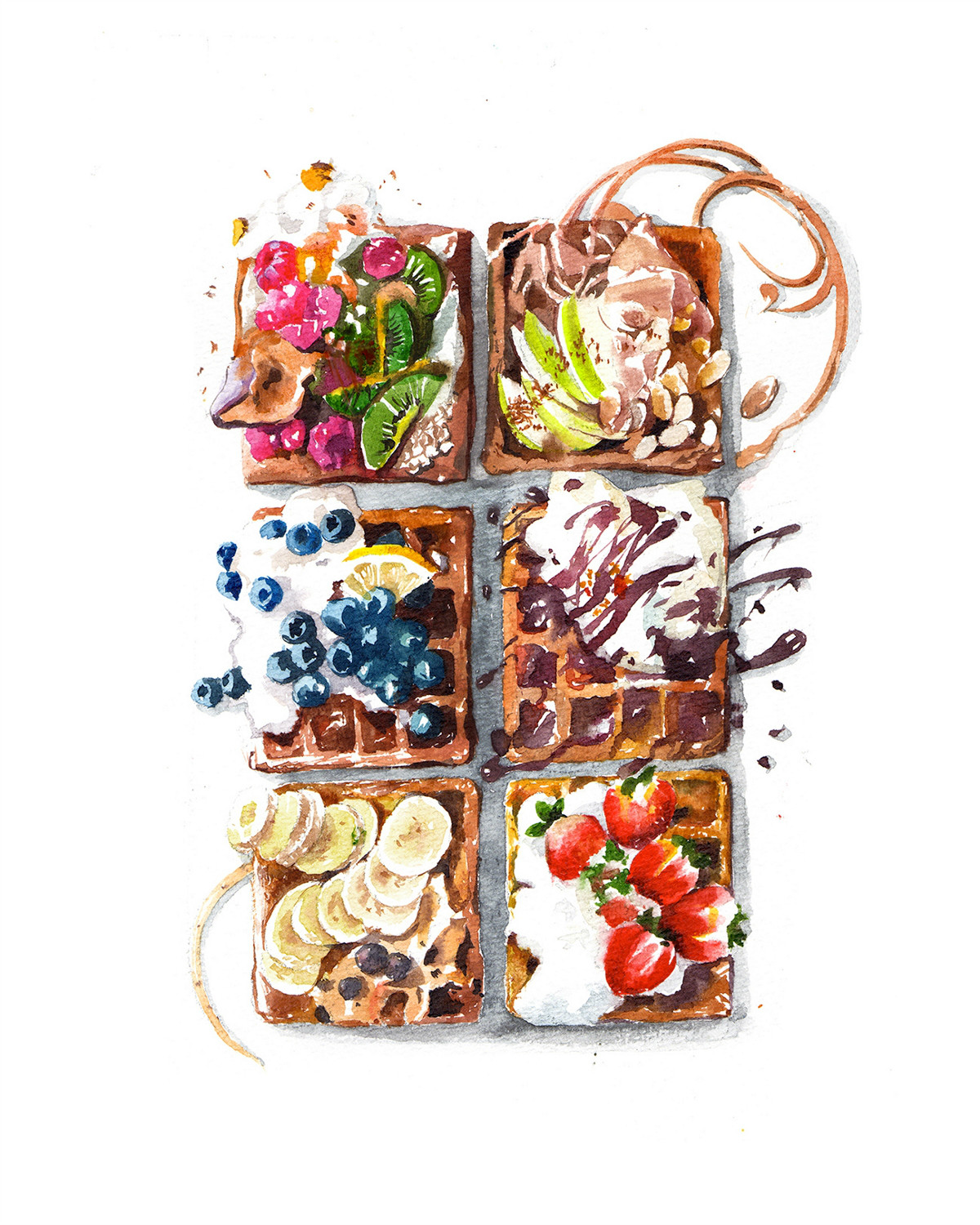 精致逼真的食物水彩插畫(huà)，淡雅手繪插畫(huà)圖片