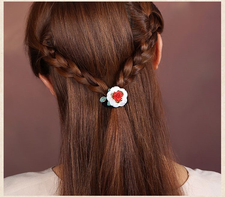 和顏悅色發(fā)圈，復(fù)古玫瑰花朵發(fā)圈頭飾