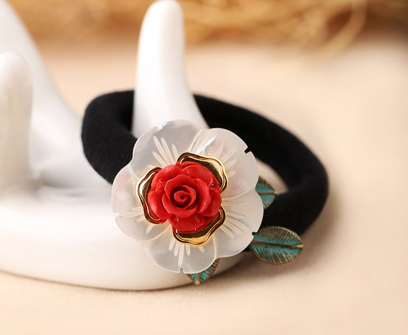 和顏悅色發(fā)圈，復(fù)古玫瑰花朵發(fā)圈頭飾