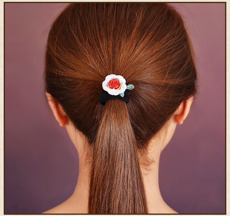 和顏悅色發(fā)圈，復(fù)古玫瑰花朵發(fā)圈頭飾