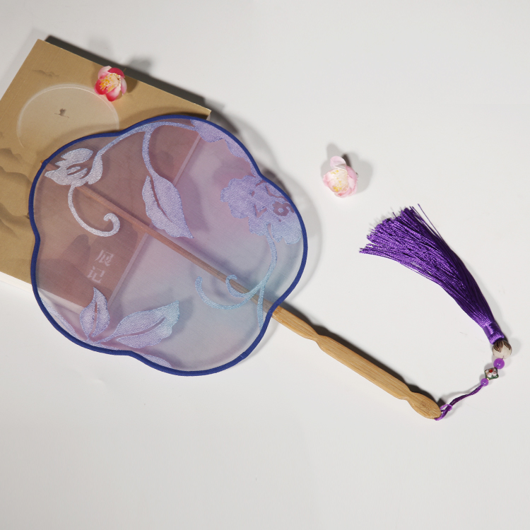 淡雅紫文藝團(tuán)扇，福連文苑絕美古風(fēng)扇子