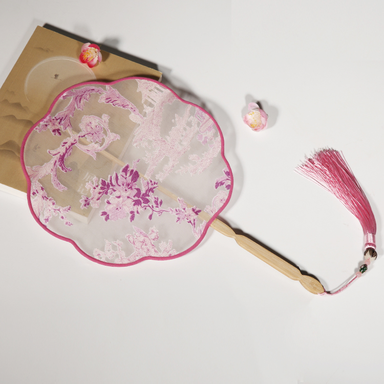 唯美粉色小清新團(tuán)扇，花信復(fù)古古典扇子