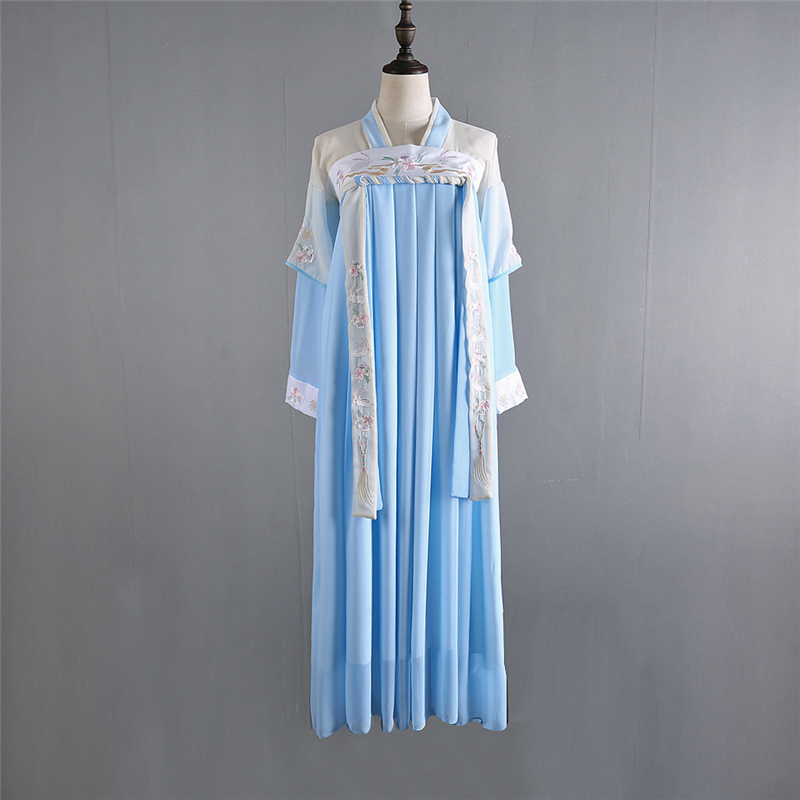 漢元素繡花仙女裙，改良漢服對襟齊胸襦裙