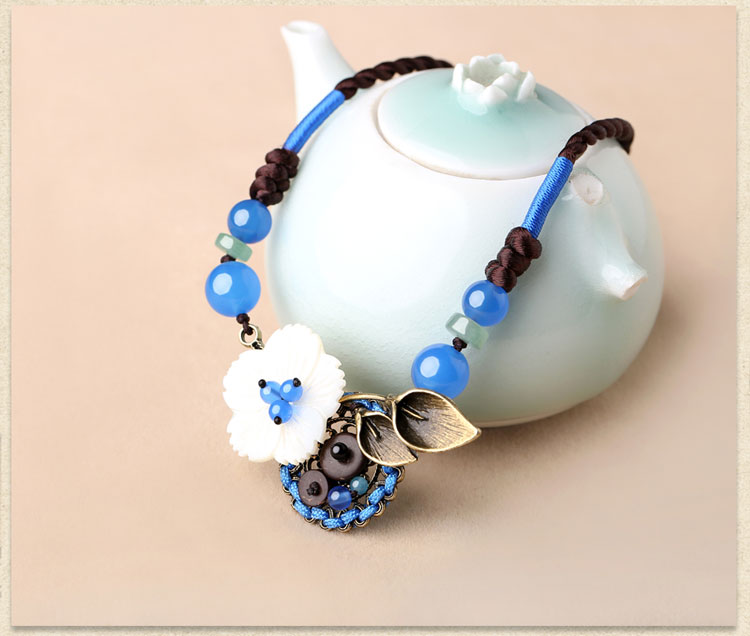 復古花朵鎖骨鏈，小清新古風項鏈