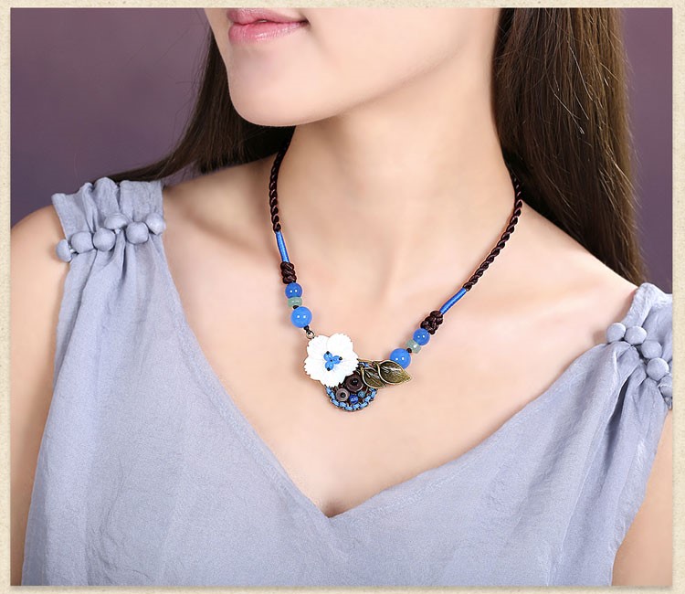復古花朵鎖骨鏈，小清新古風項鏈