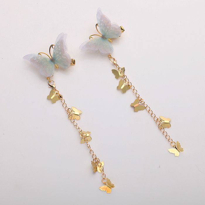 小清新仙女薄紗蝴蝶發(fā)夾，流蘇發(fā)夾古風頭飾