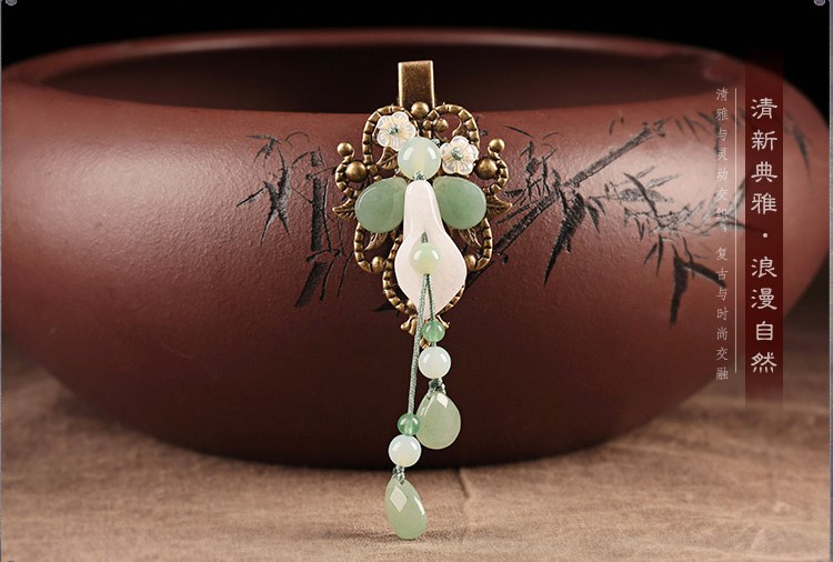 清新典雅蓮依發(fā)夾，馬蹄蓮花發(fā)夾頭飾