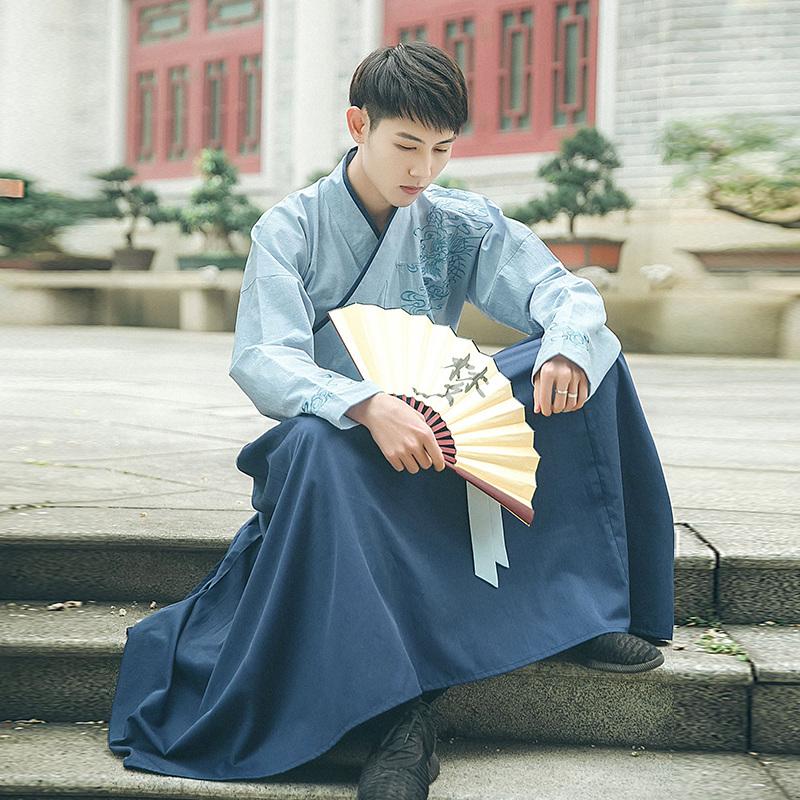 儒雅俊逸氣質(zhì)男裝漢服，交領(lǐng)龍紋祥云刺繡漢服