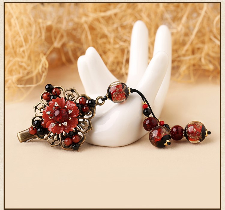 神采飛揚(yáng)發(fā)夾，火紅古典古風(fēng)頭飾