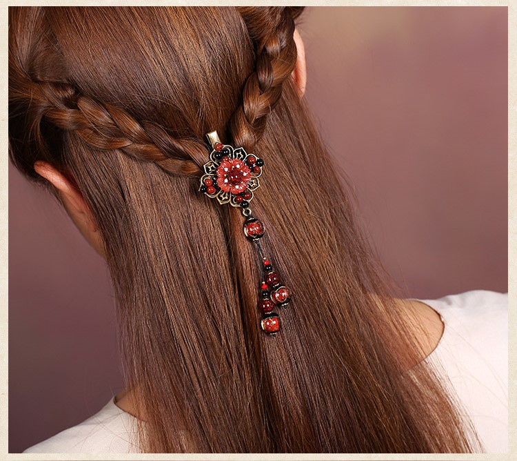 神采飛揚(yáng)發(fā)夾，火紅古典古風(fēng)頭飾