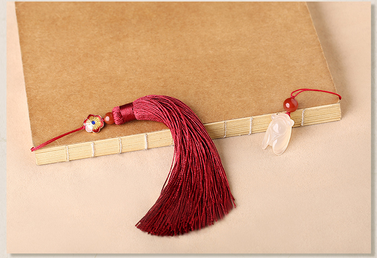 古典流蘇解元書簽，蟬韻柔美紅色書簽飾品