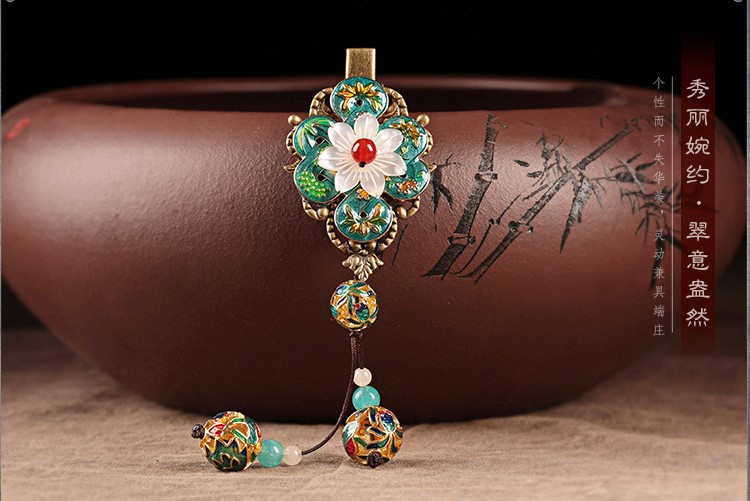 翠意盎然發(fā)夾，古典福連文苑花朵頭飾