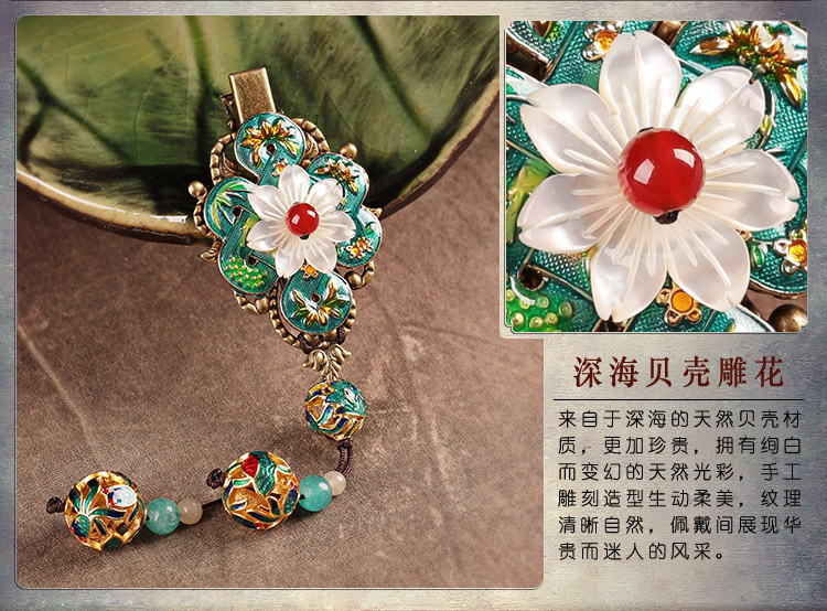 翠意盎然發(fā)夾，古典福連文苑花朵頭飾