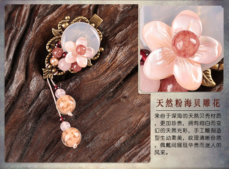 浪漫柔美發(fā)夾，粉色清新花朵頭飾