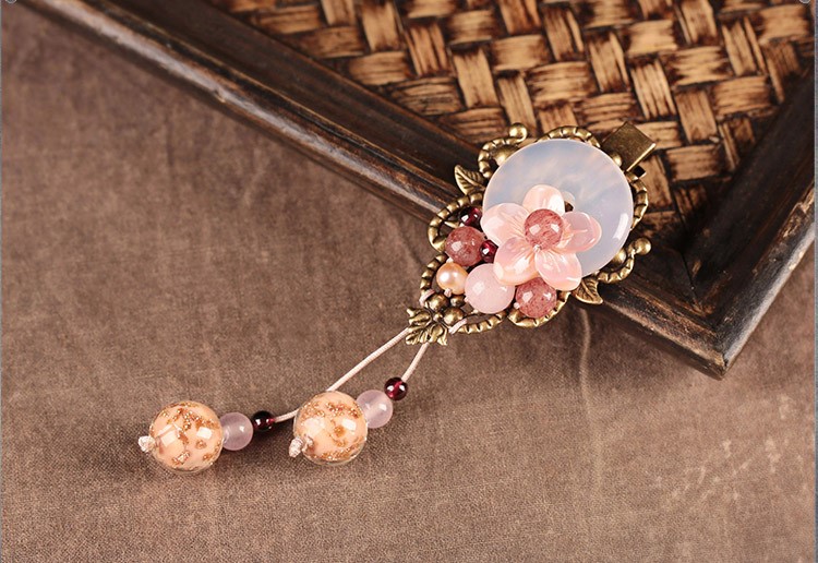 浪漫柔美發(fā)夾，粉色清新花朵頭飾