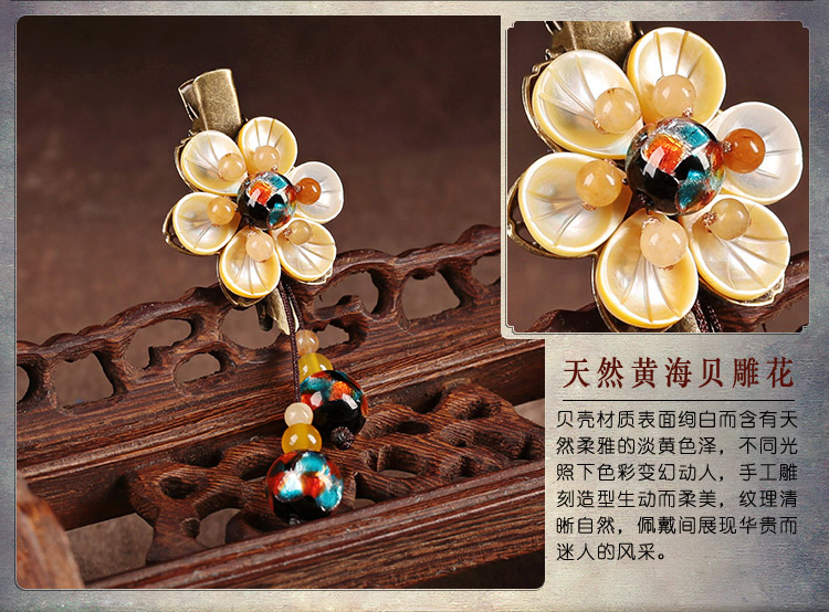 陽光花朵發(fā)夾，清新淡黃花頭飾