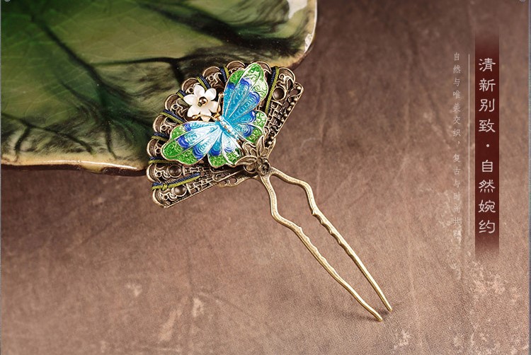 清新別致蝴蝶發(fā)釵，古典古風(fēng)蝶音頭飾