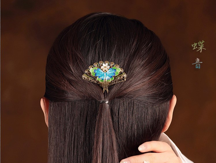 清新別致蝴蝶發(fā)釵，古典古風(fēng)蝶音頭飾