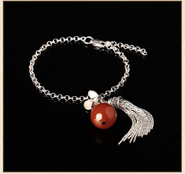 精致銀流蘇手鏈，別致瑪瑙手飾飾品