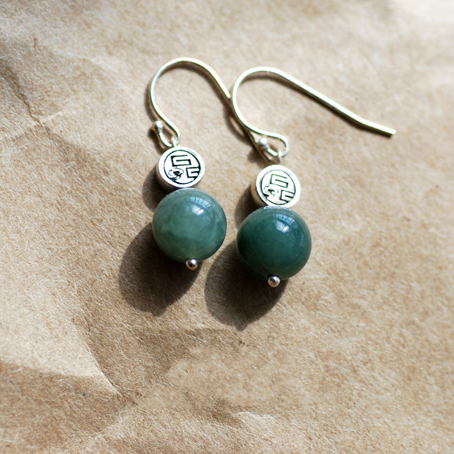 驀然回首翡翠耳墜耳環(huán)，復(fù)古典雅民族風(fēng)首飾