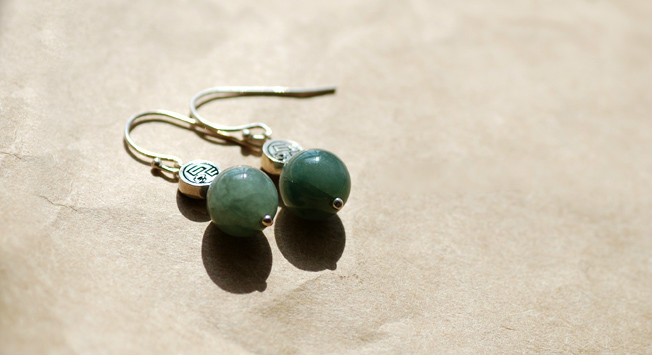 驀然回首翡翠耳墜耳環(huán)，復(fù)古典雅民族風(fēng)首飾