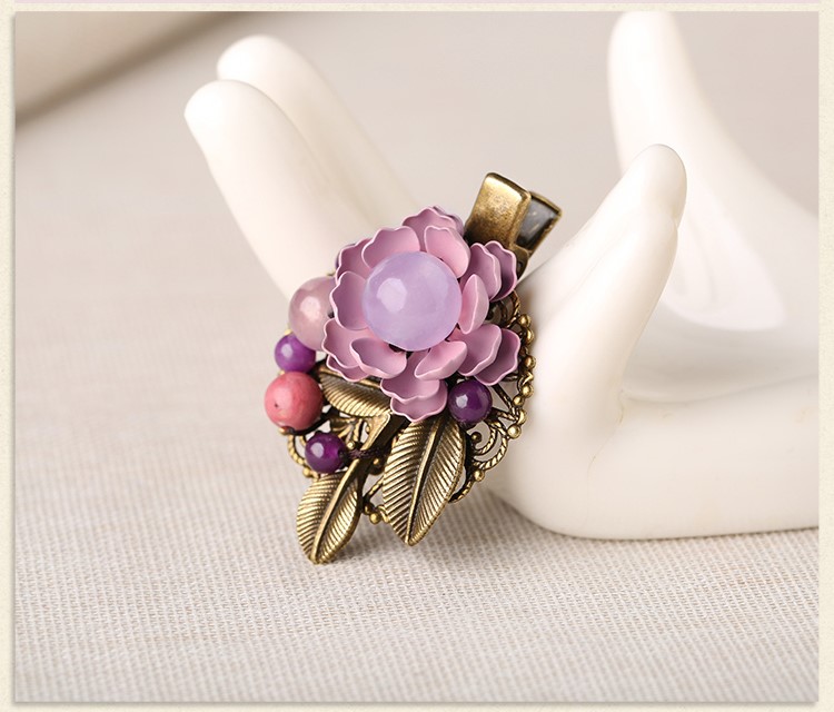 復(fù)古時(shí)尚花朵發(fā)夾，氣質(zhì)淑女淡紫頭飾