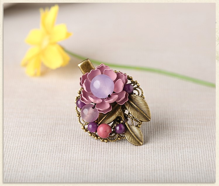 復(fù)古時(shí)尚花朵發(fā)夾，氣質(zhì)淑女淡紫頭飾